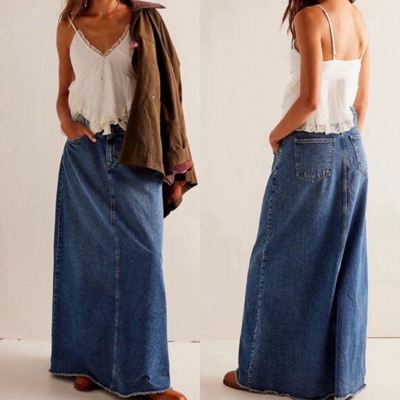 Free People Dresses & Skirts - Free People We The Free Come As You Are Denim Maxi Skirt Size 6